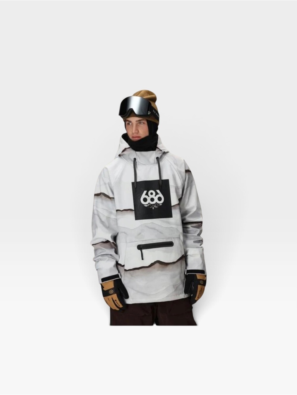 686 Men’s Waterproof Snowboard Pullover Anorak Jacket Size S White Camo - Picture 14 of 16